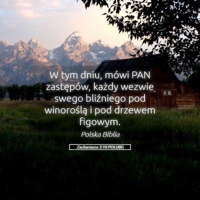 Picture 05 - Zachariasza 3:10 POLUBG - W tym dniu, mówi PAN zastępów, każdy wezwie - Bible Verse Picture