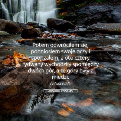 Picture 05 - Zachariasza 6:1 POLUBG - Potem odwróciłem się, podniosłem swoje oczy i - Bible Verse Picture