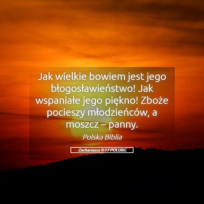 Picture 05 - Zachariasza 9:17 POLUBG - Jak wielkie bowiem jest jego błogosławieństwo! - Bible Verse Picture