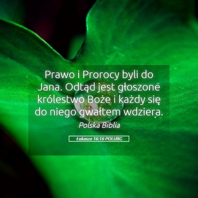 Picture 05 - Łukasza 16:16 POLUBG - Prawo i Prorocy byli do Jana. Odtąd jest - Bible Verse Picture