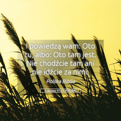 Picture 05 - Łukasza 17:23 POLUBG - I powiedzą wam: Oto tu, albo: Oto tam jest. Nie - Bible Verse Picture
