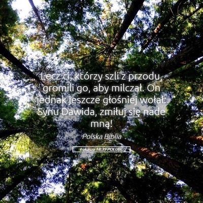Picture 05 - Łukasza 18:39 POLUBG - Lecz ci, którzy szli z przodu, gromili go, aby - Bible Verse Picture