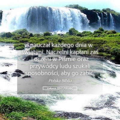 Picture 05 - Łukasza 19:47 POLUBG - I nauczał każdego dnia w świątyni. Naczelni - Bible Verse Picture