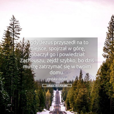 Picture 05 - Łukasza 19:5 POLUBG - A gdy Jezus przyszedł na to miejsce, spojrzał w - Bible Verse Picture