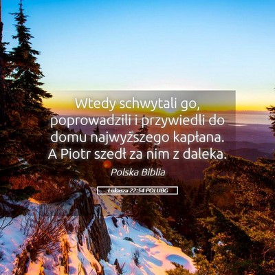 Picture 05 - Łukasza 22:54 POLUBG - Wtedy schwytali go, poprowadzili i przywiedli do - Bible Verse Picture