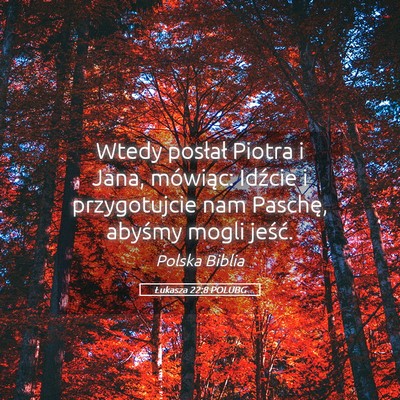 Picture 05 - Łukasza 22:8 POLUBG - Wtedy posłał Piotra i Jana, mówiąc: Idźcie i - Bible Verse Picture