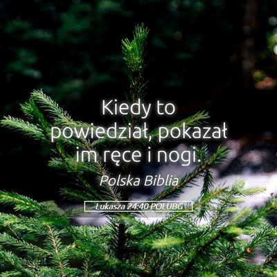 Picture 05 - Łukasza 24:40 POLUBG - Kiedy to powiedział, pokazał im ręce i - Bible Verse Picture