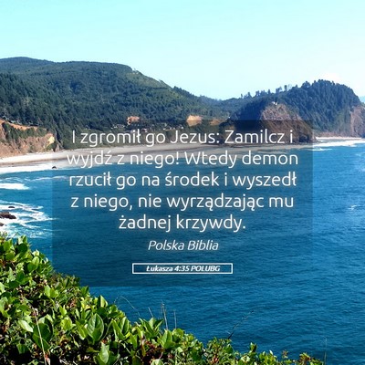 Picture 05 - Łukasza 4:35 POLUBG - I zgromił go Jezus: Zamilcz i wyjdź z niego! - Bible Verse Picture