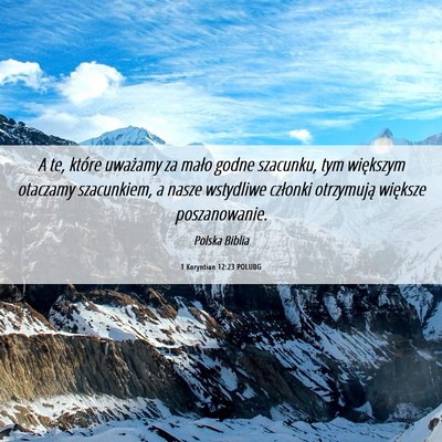 Picture 06 - 1 Koryntian 12:23 POLUBG - A te, które uważamy za mało godne szacunku, - Bible Verse Picture