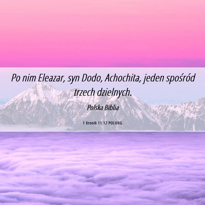 Picture 06 - 1 Kronik 11:12 POLUBG - Po nim Eleazar, syn Dodo, Achochita, jeden - Bible Verse Picture