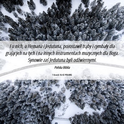 Picture 06 - 1 Kronik 16:42 POLUBG - I u nich, u Hemana i Jedutuna, pozostawił trąby - Bible Verse Picture
