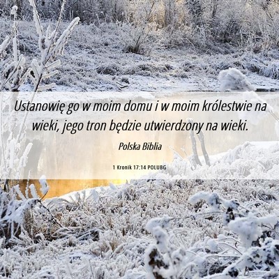 Picture 06 - 1 Kronik 17:14 POLUBG - Ustanowię go w moim domu i w moim królestwie na - Bible Verse Picture