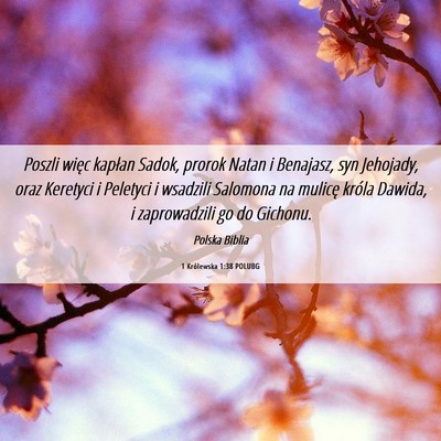 Picture 06 - 1 Królewska 1:38 POLUBG - Poszli więc kapłan Sadok, prorok Natan i - Bible Verse Picture