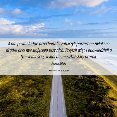 Picture 06 - 1 Królewska 13:25 POLUBG - A oto pewni ludzie przechodzili i zobaczyli - Bible Verse Picture