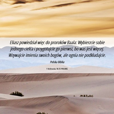 Picture 06 - 1 Królewska 18:25 POLUBG - Eliasz powiedział więc do proroków Baala: - Bible Verse Picture