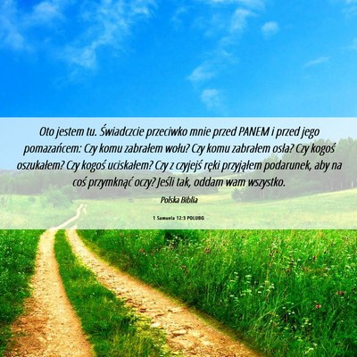 Picture 06 - 1 Samuela 12:3 POLUBG - Oto jestem tu. Świadczcie przeciwko mnie przed - Bible Verse Picture