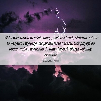 Picture 06 - 1 Samuela 17:20 POLUBG - Wstał więc Dawid wcześnie rano, powierzył - Bible Verse Picture