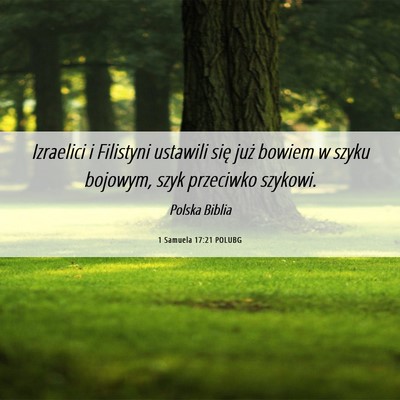 Picture 06 - 1 Samuela 17:21 POLUBG - Izraelici i Filistyni ustawili się już bowiem w - Bible Verse Picture