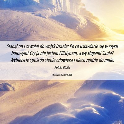 Picture 06 - 1 Samuela 17:8 POLUBG - Stanął on i zawołał do wojsk Izraela: Po co - Bible Verse Picture