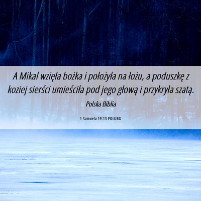 Picture 06 - 1 Samuela 19:13 POLUBG - A Mikal wzięła bożka i położyła na łożu, - Bible Verse Picture