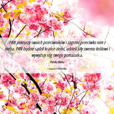 Picture 06 - 1 Samuela 2:10 POLUBG - PAN pokruszy swoich przeciwników i zagrzmi - Bible Verse Picture