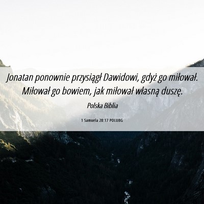Picture 06 - 1 Samuela 20:17 POLUBG - Jonatan ponownie przysiągł Dawidowi, gdyż go - Bible Verse Picture