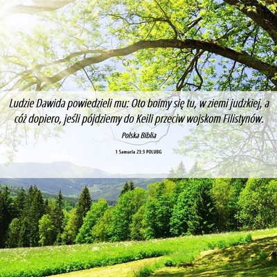 Picture 06 - 1 Samuela 23:3 POLUBG - Ludzie Dawida powiedzieli mu: Oto boimy się tu, - Bible Verse Picture