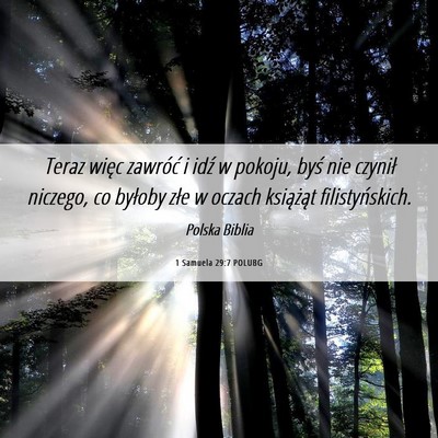 Picture 06 - 1 Samuela 29:7 POLUBG - Teraz więc zawróć i idź w pokoju, byś nie - Bible Verse Picture