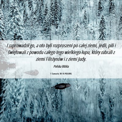 Picture 06 - 1 Samuela 30:16 POLUBG - I zaprowadził go, a oto byli rozproszeni po - Bible Verse Picture