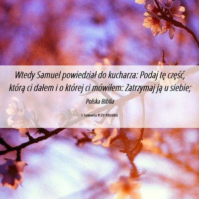 Picture 06 - 1 Samuela 9:23 POLUBG - Wtedy Samuel powiedział do kucharza: Podaj tę - Bible Verse Picture