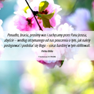Picture 06 - 1 Tesaloniczan 4:1 POLUBG - Ponadto, bracia, prosimy was i zachęcamy przez - Bible Verse Picture