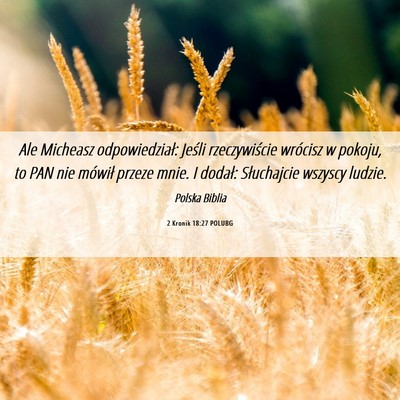 Picture 06 - 2 Kronik 18:27 POLUBG - Ale Micheasz odpowiedział: Jeśli rzeczywiście - Bible Verse Picture