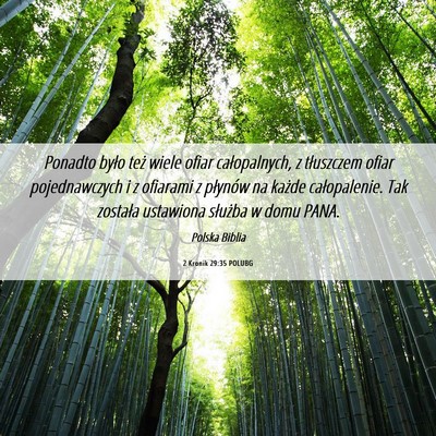 Picture 06 - 2 Kronik 29:35 POLUBG - Ponadto było też wiele ofiar całopalnych, z - Bible Verse Picture