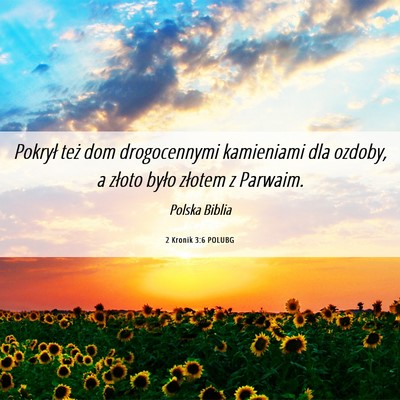 Picture 06 - 2 Kronik 3:6 POLUBG - Pokrył też dom drogocennymi kamieniami dla - Bible Verse Picture