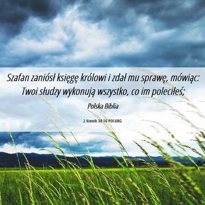 Picture 06 - 2 Kronik 34:16 POLUBG - Szafan zaniósł księgę królowi i zdał mu - Bible Verse Picture