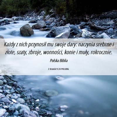 Picture 06 - 2 Kronik 9:24 POLUBG - Każdy z nich przynosił mu swoje dary: naczynia - Bible Verse Picture