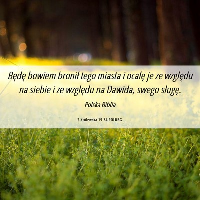 Picture 06 - 2 Królewska 19:34 POLUBG - Będę bowiem bronił tego miasta i ocalę je ze - Bible Verse Picture