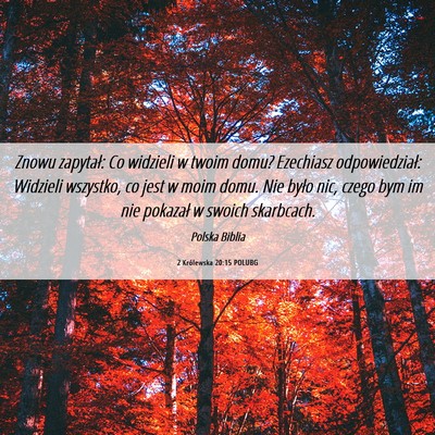 Picture 06 - 2 Królewska 20:15 POLUBG - Znowu zapytał: Co widzieli w twoim domu? - Bible Verse Picture