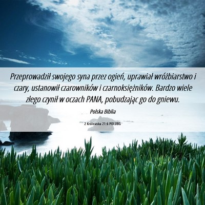 Picture 06 - 2 Królewska 21:6 POLUBG - Przeprowadził swojego syna przez ogień, - Bible Verse Picture