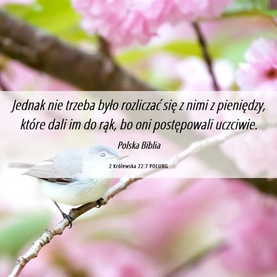 Picture 06 - 2 Królewska 22:7 POLUBG - Jednak nie trzeba było rozliczać się z nimi z - Bible Verse Picture