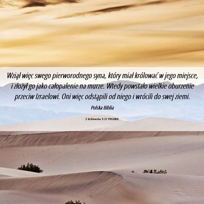 Picture 06 - 2 Królewska 3:27 POLUBG - Wziął więc swego pierworodnego syna, który - Bible Verse Picture