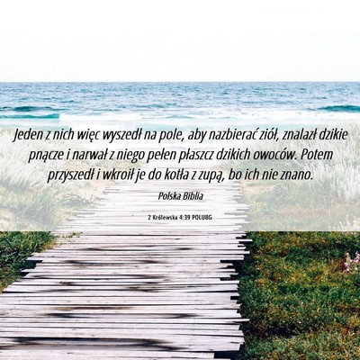 Picture 06 - 2 Królewska 4:39 POLUBG - Jeden z nich więc wyszedł na pole, aby - Bible Verse Picture