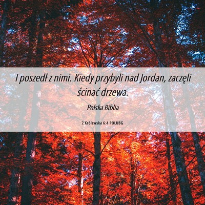 Picture 06 - 2 Królewska 6:4 POLUBG - I poszedł z nimi. Kiedy przybyli nad Jordan, - Bible Verse Picture