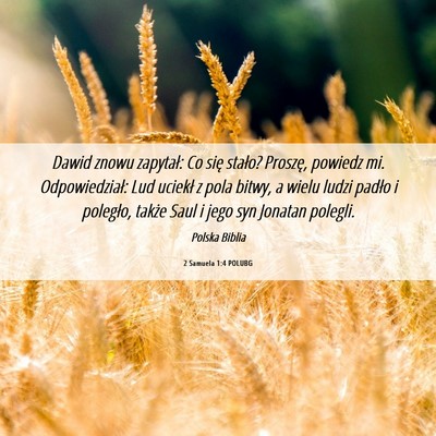 Picture 06 - 2 Samuela 1:4 POLUBG - Dawid znowu zapytał: Co się stało? Proszę, - Bible Verse Picture