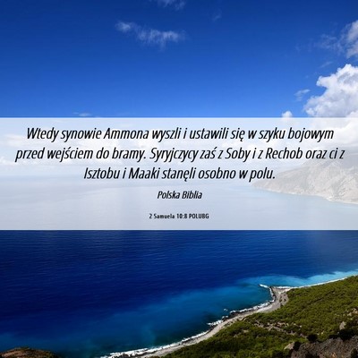 Picture 06 - 2 Samuela 10:8 POLUBG - Wtedy synowie Ammona wyszli i ustawili się w - Bible Verse Picture