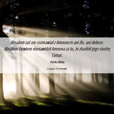 Picture 06 - 2 Samuela 13:22 POLUBG - Absalom zaś nie rozmawiał z Amnonem ani źle, - Bible Verse Picture