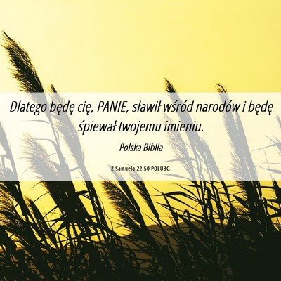 Picture 06 - 2 Samuela 22:50 POLUBG - Dlatego będę cię, PANIE, sławił wśród - Bible Verse Picture
