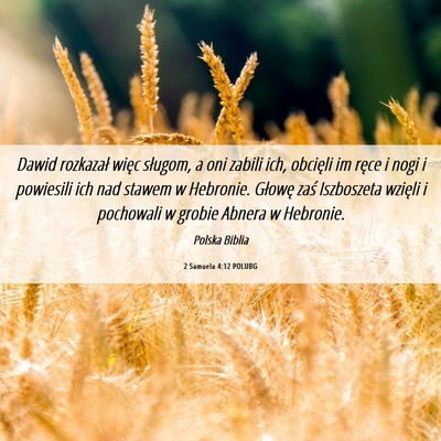 Picture 06 - 2 Samuela 4:12 POLUBG - Dawid rozkazał więc sługom, a oni zabili ich, - Bible Verse Picture