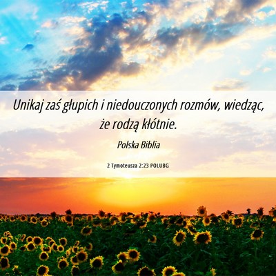 Picture 06 - 2 Tymoteusza 2:23 POLUBG - Unikaj zaś głupich i niedouczonych rozmów, - Bible Verse Picture