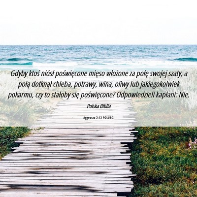 Picture 06 - Aggeusza 2:12 POLUBG - Gdyby ktoś niósł poświęcone mięso włożone - Bible Verse Picture